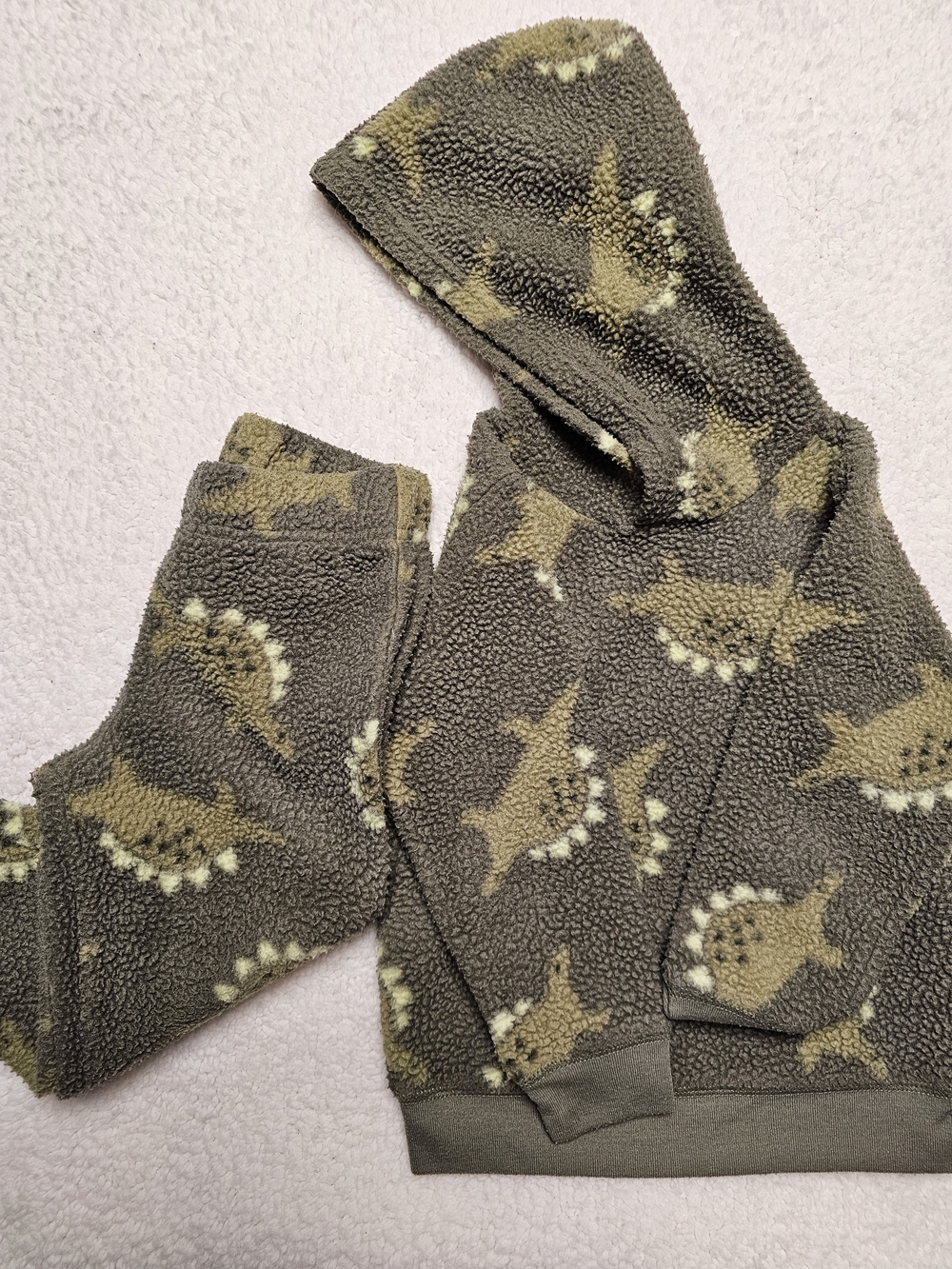 Carter's Olive and Cream Dino Print Hoodie & Pants Set Boys 3T